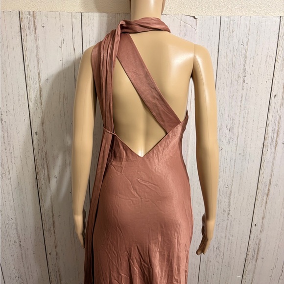 BHLDN Anthropologie Nicoletta One-Shoulder Tan Pink Mauve Dress - Picture 6 of 10